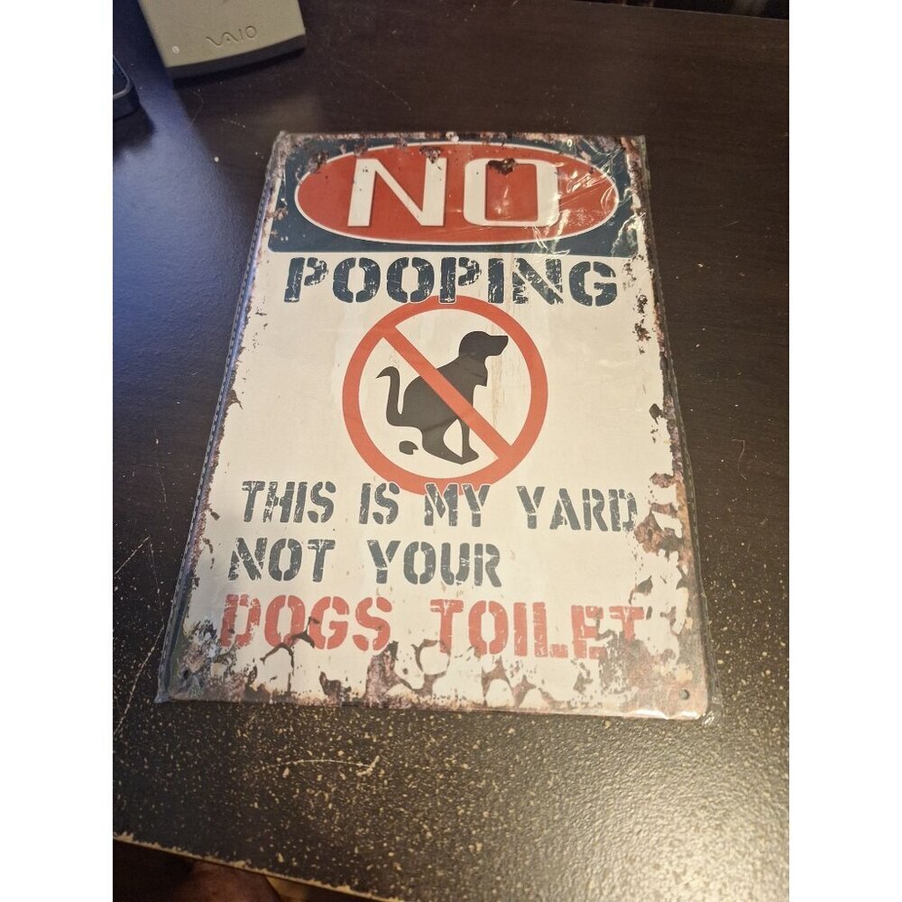 No Pooping Metal Tin Sign 8" x 12" Funny Bathroom Novelty Wall Decor